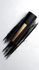 Poster - Black and Gold Cosmetic Product with Brushstroke Texture