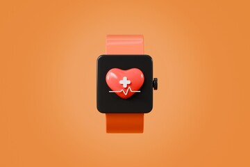 Poster - 3d Smart watch icon. Fitness smart Watch Screens. Smartwatch with blank screen mockup isolated background. Smartwatch for fashion accessories or watch product display. healthy concept. 3d render.