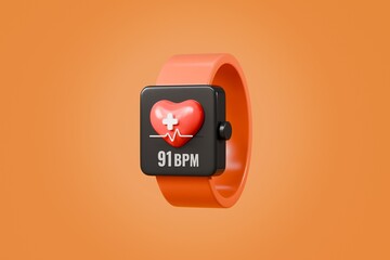 Poster - 3d Smart watch icon. Fitness smart Watch Screens. Smartwatch with blank screen mockup isolated background. Smartwatch for fashion accessories or watch product display. healthy concept. 3d render.