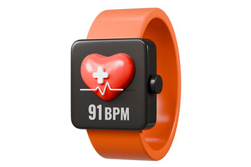 Poster - 3d Smart watch icon. Fitness smart Watch Screens. Smartwatch with blank screen mockup isolated background. Smartwatch for fashion accessories or watch product display. healthy concept. 3d render.