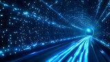 A captivating digital - themed image. It shows a tunnel - like structure filled with blue, glowing lines and dots, suggesting a high - tech, futuristic journey or connection.
