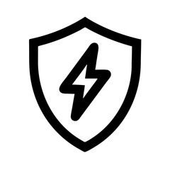 Poster - Lightning shield protection energy bolt power electric safety security defense icon vector graphic design