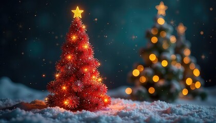 Wall Mural - A whimsical Christmas tree crafted entirely from shimmering tinsel, showcasing a unique and festive design , holiday tree, art