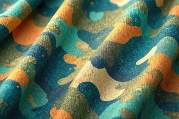 Wall Mural - camouflage pattern on summery fabric, close-up texture shot , graphic, hot