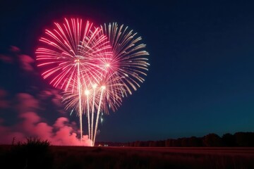 Wall Mural - vibrant fireworks explode against a dark night sky, creating a colorful spectacle , sky, winter