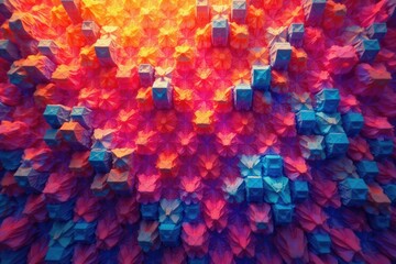 Wall Mural - abstract geometric shapes repeat endlessly creating a vibrant textile design , seamless, repeat