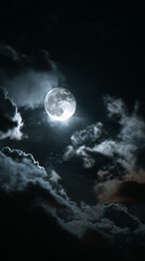Wall Mural - dramatic full moon in a cloudy night sky. --profile duwxuuu