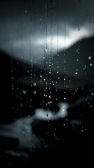 Wall Mural - dramatic gray mist and suspended raindrops scene --profile duwxuuu