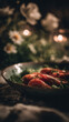 © claudunia - Fresh shrimp served with herbs, countersink on a stylish tabular array