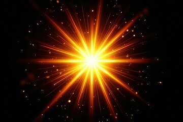 Wall Mural - Vibrant starburst of yellow light exploding outwards on a black background , light, yellow, vibrant