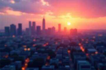 Wall Mural - Soft gradient sky, blurred cityscape at sunset, scene, design, tone
