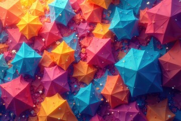 Wall Mural - abstract geometric shapes repeating in vibrant colors, visual, colorful