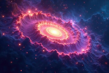 Wall Mural - abstract swirling galaxy with vibrant nebulae , art, night sky, milky way