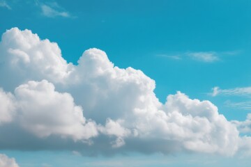 Fototapete - Wispy White Clouds Gracefully Floating Across a Vibrant Pastel Blue Sky on a Sunny Summer Day Generative AI