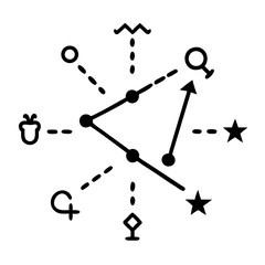 Poster - Astrology chart constellation zodiac signs symbols connection stars celestial divination mystic art design