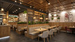 © vector db - Modern Restaurant Interior Design with Wooden Elements and Cozy Lighting – EPS Vector Background