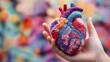 © Anak - Hand holding a colorful crocheted heart model.