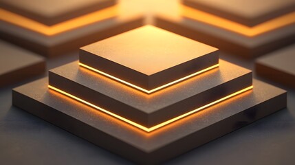 Poster - Illuminated Stacked Geometric Cubes with Soft Lighting