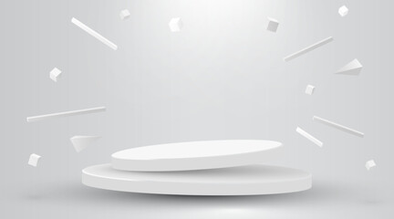 Wall Mural - abstract scene background. cylinder podium on white background. product presentation, mock up, show 