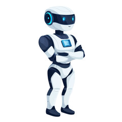 Poster - Intelligent robot assistant isolated on transparent background .