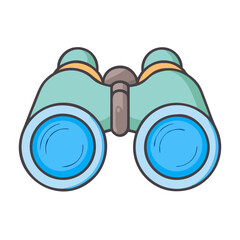 Poster - illustration of binoculars for exploration discovery and adventure optical instrument for viewing di
