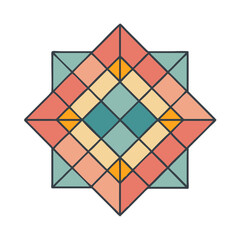 Poster - Geometric pattern design with abstract shapes, colorful mosaic tile art illustration style design