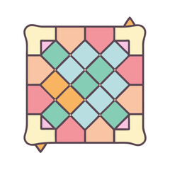 Poster - Geometric quilt pattern design with pastel colors and diamond shapes for textile art and craft projects