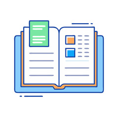 Poster - Open book with bookmark vector illustration education learning reading study knowledge textbook information