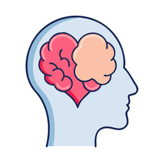 Poster - Illustration of brain health, mental health, mind, memory, psychology, and cognitive function concept