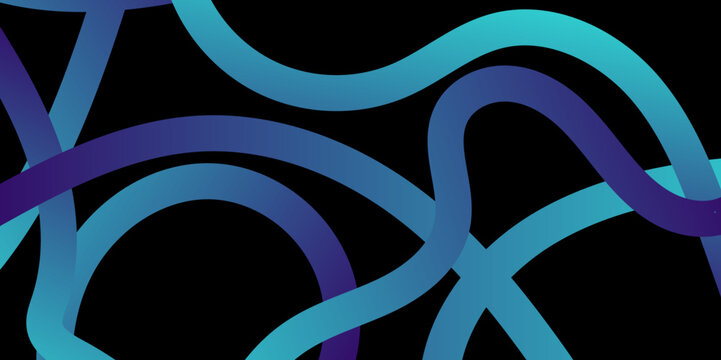 Abstract gradient color line smooth dynamic shapes geometric pattern on black background, simple abstract color creative wavy line seamless pattern minimal texture dynamic design vector background.