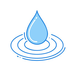 Poster - Water drop illustration liquid droplet with ripple effect fresh clean aqua blue hydration theme design