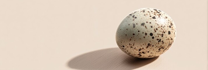 Leinwandbilder - Speckled Egg Illustration Resting Gently in a Soft Beige Corner With Delicate Shadows and a Serene Background Generative AI