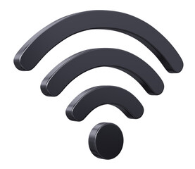 Poster - Wifi wireless network black color 3d icon symbol isolated on transparent background, 3d illustration