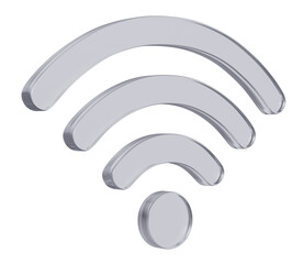 Poster - Wifi wireless network white glass colorful 3d icon symbol isolated on transparent background, 3d illustration