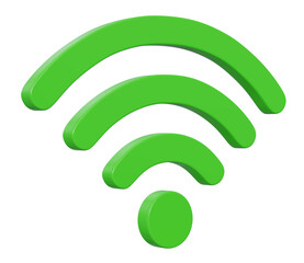 Poster - Wifi wireless network green colorful 3d icon symbol isolated on transparent background, 3d illustration