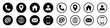 © Munnacreativehub - Set of contact and communication icons in silhouette and outline circle style. Contact information icons for business cards. Includes home, map pin, globe, phone call at symbol. Vector illustration.