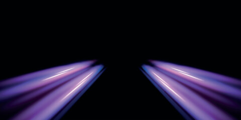 Poster - Neon stripes in the form of drill, turns and swirl. Illustration of high speed concept. Image of speed motion on the road. Abstract background in blue and purple neon glow colors.