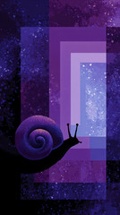 Wall Mural - purple optical illusion with a snail at the center