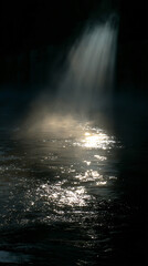 Wall Mural - radiant light piercing through mist, creating a majestic and dramatic atmosphere