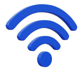 Poster - Wifi wireless network blue colorful 3d icon symbol isolated on white background, 3d illustration