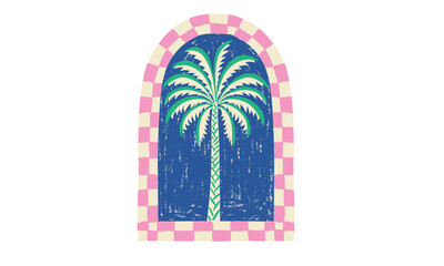 Wall Mural - Abstract art. Paradise life abstract artwork. Palm tree art . Summer good vibes vector graphic design for apparel, stickers, posters, background and others.