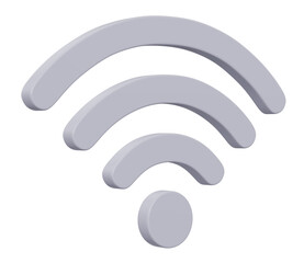 Poster - Wifi wireless network white color 3d icon symbol isolated on white background, 3d illustration