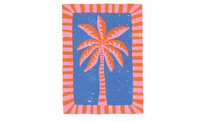 Wall Mural - Summer good vibes vector graphic design for apparel, stickers, posters, background and others. Abstract art. Paradise life abstract artwork. Palm tree art.