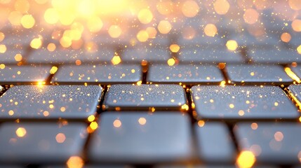keyboard with glowing bokeh effect close up