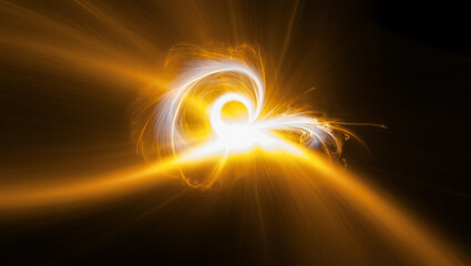 Poster - A stunning display of energy showcases swirling patterns of light around a bright celestial body, creating a captivating cosmic phenomenon that intrigues observers