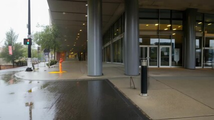 Aufkleber - A closeup of a smart concrete column with sensors visible along the surface juxtaposed against the presence of environmental stains that indicate exposure to weather elements.