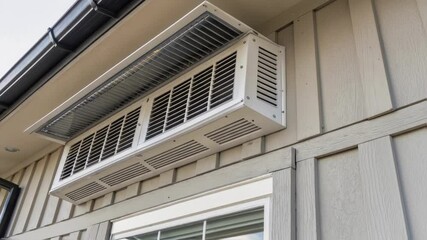 Poster - A closeup of a venting system integrated into the envelope showcasing its design for natural ventilation to maintain comfortable indoor temperatures.