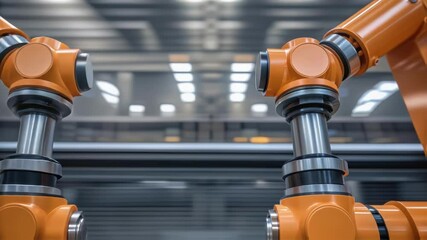 Aufkleber - A closeup of robotic joints in motion depicting fluid dynamics and mechanical artistry as they pivot and rotate to adapt to various angles of scaffolding.