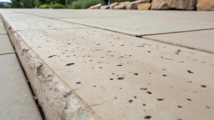 Aufkleber - A closeup of the texture of smart concrete highlighting the irregularities and natural crevices where embedded sensors are seamlessly integrated showing minimal disruption to the