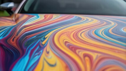 Aufkleber - A closeup showing a single panel with a swirling pattern featuring dynamic alterations in color as if the palette is in motion emphasizing artistic fluidity.
